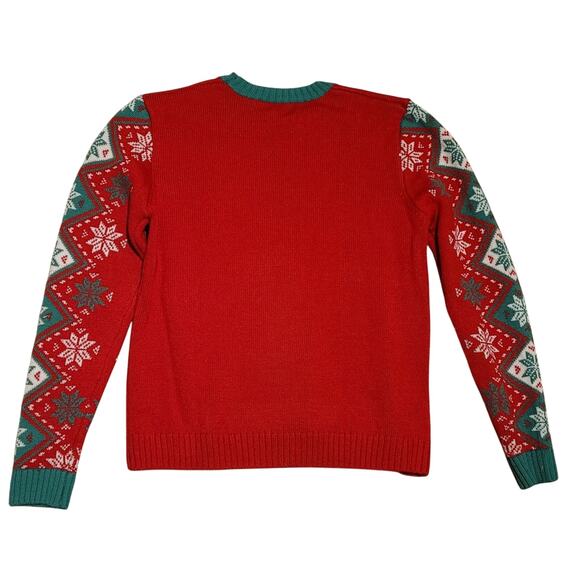 33 Degrees Ugly Christmas Sweater with Lama with Glasses Red and Green Size M - Picture 2 of 7